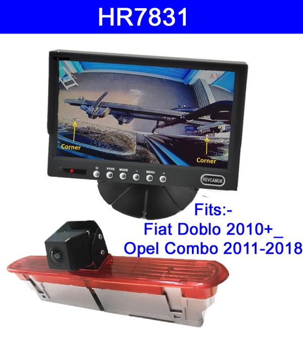 7 inch colour dash mount monitor and Fiat Doblo 2010 to date and the Opel Combo 2011 - 2018 reversing camera